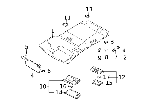 Interior Trim - Roof for 2002 Chevrolet Tracker #0