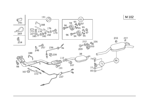 Exhaust System on Gasoline Vehicles for 1989 Mercedes-Benz 300E #1
