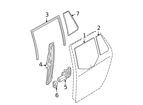 Glass - Rear Door for 2008 BMW 535xi #1