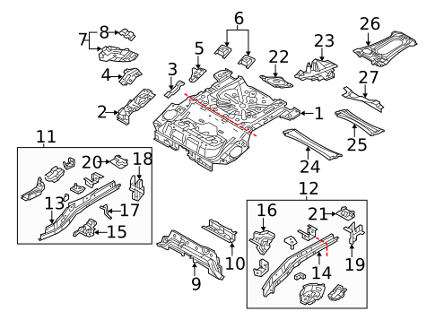 Rear Floor & Rails for 2011 Mazda 3 #1
