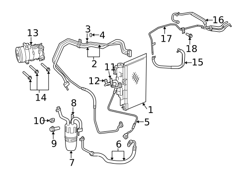 Condenser, Compressor & Lines for 2010 Chrysler Sebring #1