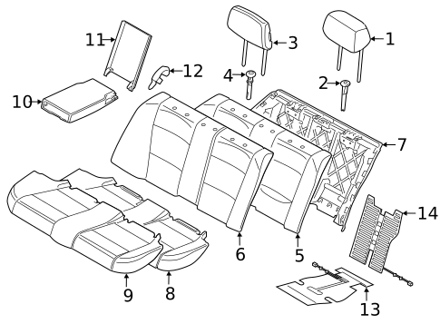 Rear Seat Components for 2014 BMW 335i #1