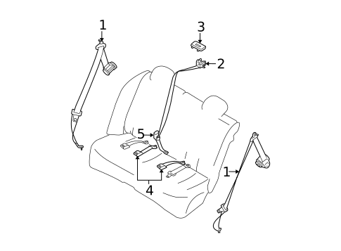 Rear Seat Belts for 2010 Nissan Versa #1