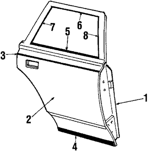 Exterior Trim - Rear Door for 1985 Lincoln Continental #0