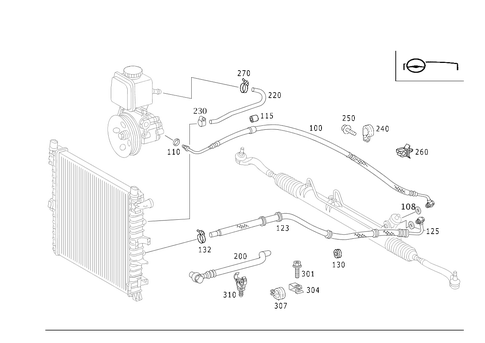Steering Gear, Range of Lines for 2002 Mercedes-Benz ML320 #1