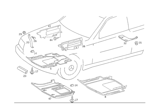 Engine Compartment Panelling, Gasoline Vehicles for 1989 Mercedes-Benz 300TE #2