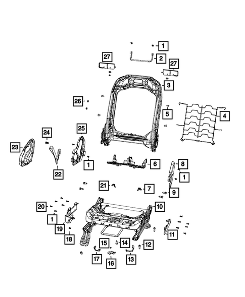Front Seats - Adjusters, Recliners, Shields and Risers for 2018 Jeep Wrangler #1