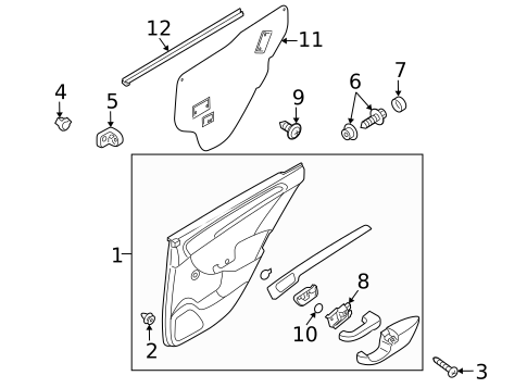 Interior Trim - Rear Door for 2013 Kia Forte #1