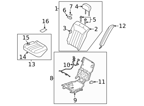 Rear Seat Components for 2013 Hyundai Equus #3