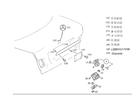 Rear Lid Latch-Type Lock, Rear Lid Attachment Parts for 1998 Mercedes-Benz E430 #4