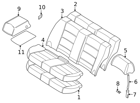 Rear Seat Components for 2001 BMW 325xi #1