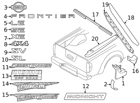 Exterior Trim - Pick UP Box for 2010 Nissan Frontier #1