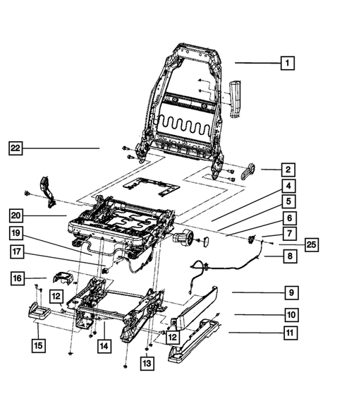 Front Seats - Adjusters, Recliners, Shields and Risers for 2013 Jeep Wrangler #0