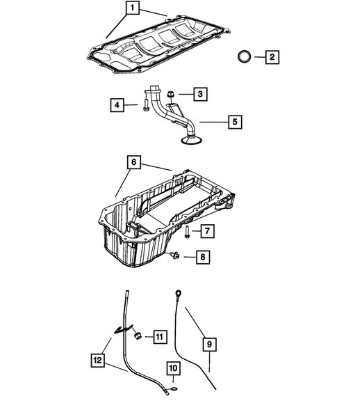 Engine Oiling, Oil Pan and Indicator (Dipstick) for 2010 Jeep Commander #1