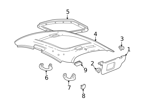 Interior Trim - Roof for 2004 Mercury Sable #0
