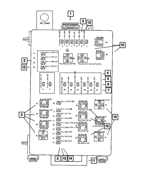 Power Distribution Center, Fuse Block, Junction Block, Relays and Fuses for 2009 Dodge Charger #0
