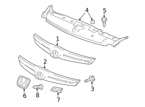 Grille & Components for 2008 Honda Civic #0