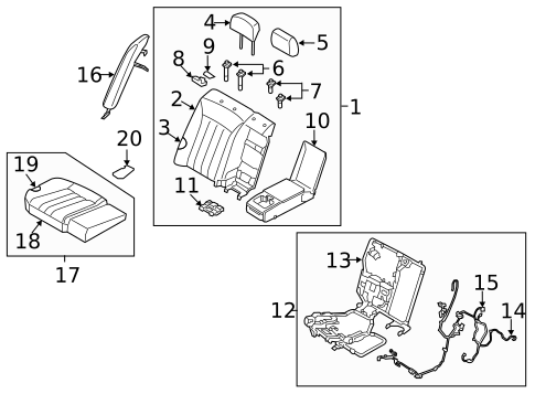 Rear Seat Components for 2013 Hyundai Equus #1