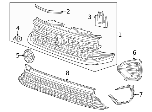Grille & Components for 2025 Volkswagen Atlas Cross Sport #2