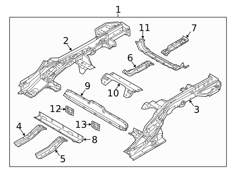 Rear Floor & Rails for 2018 Hyundai Ioniq #1
