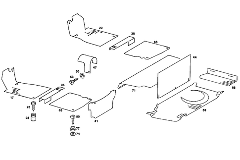 Front Panel Pillar Panelling, Lining on Floor and Footrest for 1984 Mercedes-Benz 380SL #1