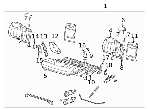 Rear Seat Components for 1996 Chevrolet C3500 #1