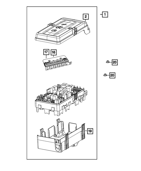 Power Distribution, Fuse Block, Junction Block, Relays and Fuses for 2020 Jeep Wrangler #0