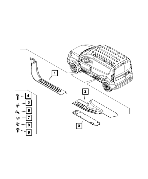 Panels-Moldings-Scuff Plates, Pillar, Cowl, 1/4 Panel Trim and Cargo Covers for 2016 Ram ProMaster City #3