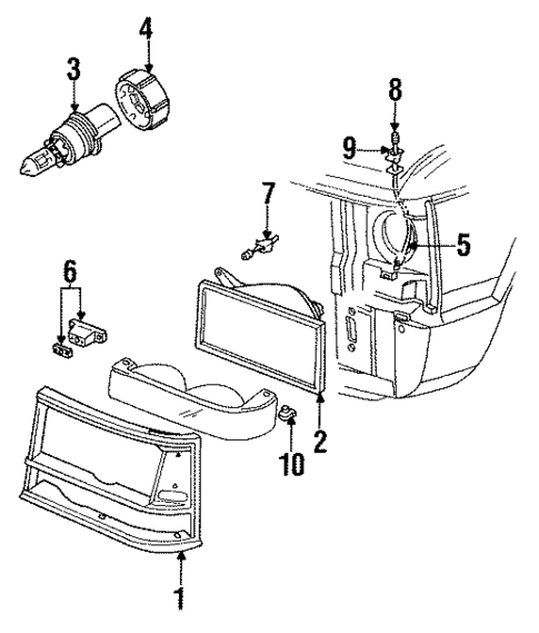 Headlamp Components for 1989 Dodge Grand Caravan #0