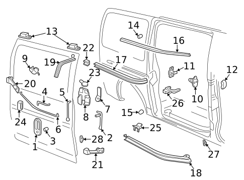 Lock & Hardware for 2003 GMC Savana 3500 #6