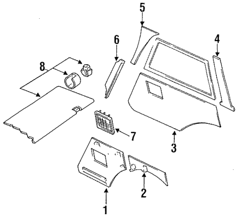 Interior Trim - Quarter Panels for 1990 Jeep Cherokee #1