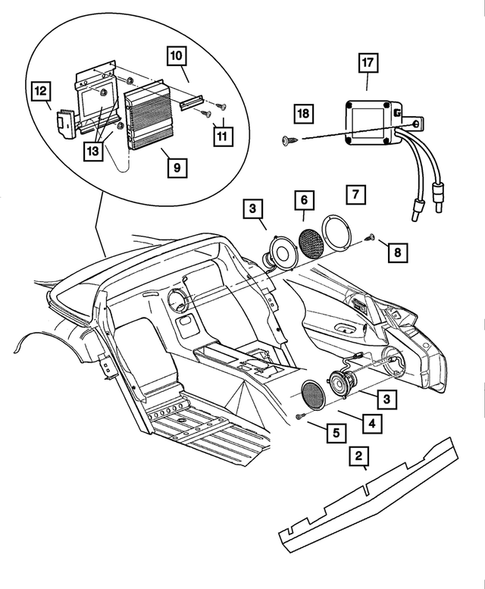 Radio, Antenna, and Speakers for 2001 Dodge Viper #0