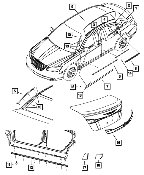 Moldings and Ornamentation for 2013 Chrysler 200 #0