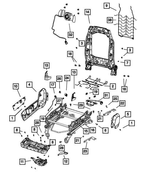 Front Seats - Adjusters, Recliners, Shields and Risers for 2012 Ram 3500 #1