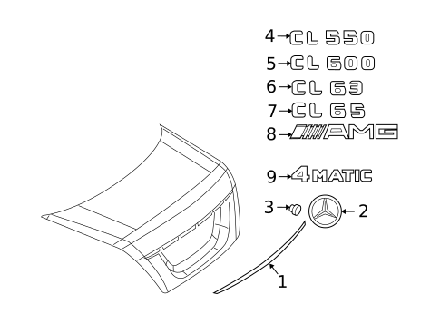 Exterior Trim - Trunk for 2010 Mercedes-Benz CL550 #0