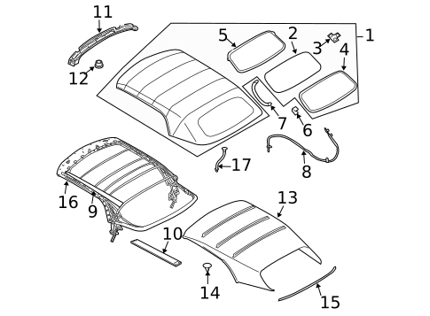 Glass & Hardware - Back for 2008 Saab 9-3 #1