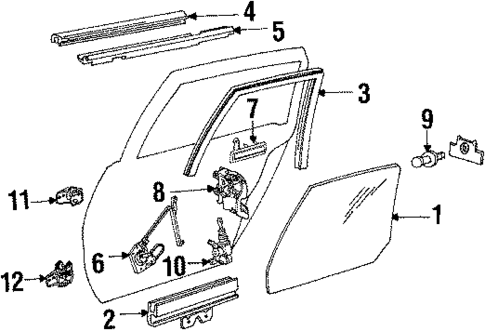 Glass - Rear Door for 1988 Oldsmobile Cutlass Calais #0
