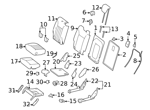 Rear Seat Components for 2007 Mercedes-Benz R320 #1
