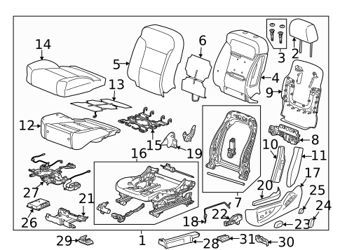 Driver Seat Components for 2016 GMC Sierra 2500 HD #1