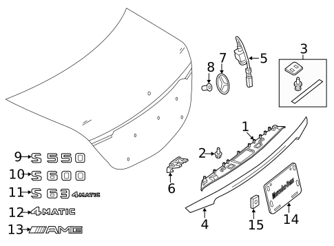 Exterior Trim - Trunk for 2015 Mercedes-Benz S63 AMG #0