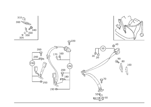 Rear Seat Safety Belt for 1998 Mercedes-Benz E430 #4