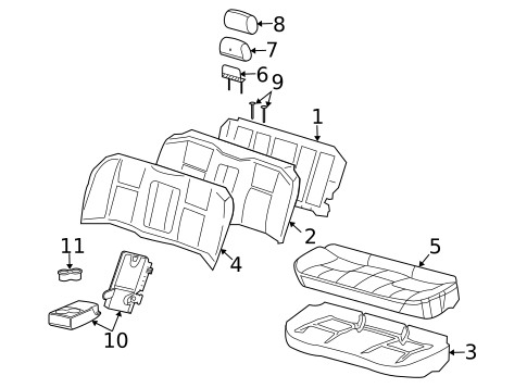 Rear Seat Components for 2005 Cadillac CTS #1