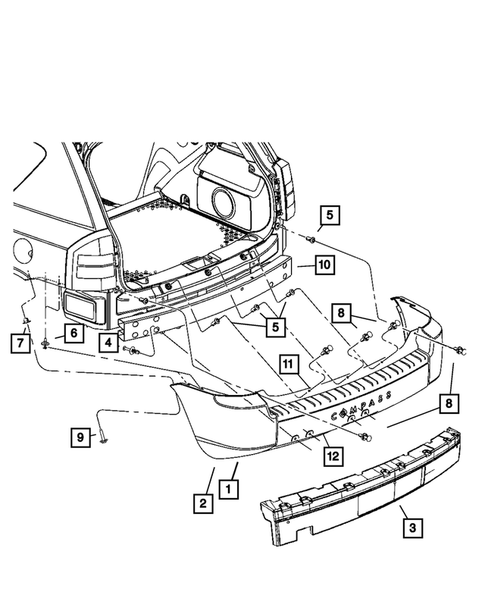 Rear Bumper and Fascia for 2007 Jeep Compass #0