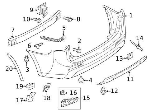 Bumper & Components - Rear for 2015 Mitsubishi Outlander #0