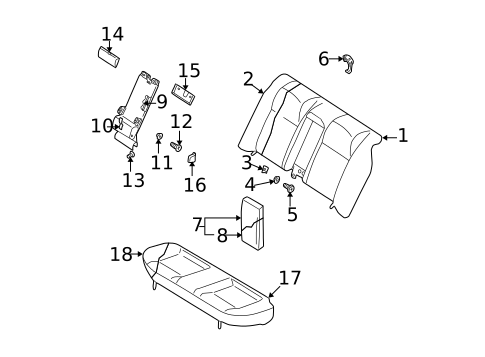 Rear Seat Components for 2002 Subaru Impreza #1