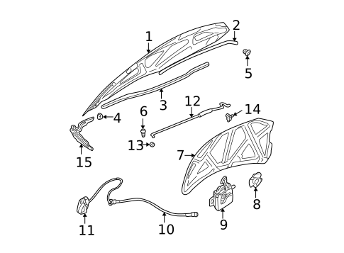 Hood & Components for 2003 Chrysler Sebring #1