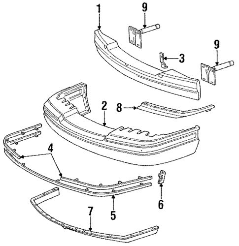 Bumper & Components - Front for 1992 Lincoln Town Car #0