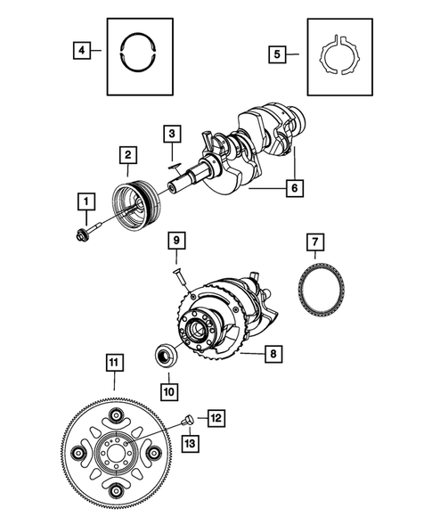 Crankshaft, Piston, Drive Plate, Flywheel, and Damper for 2011 Ram Dakota #0