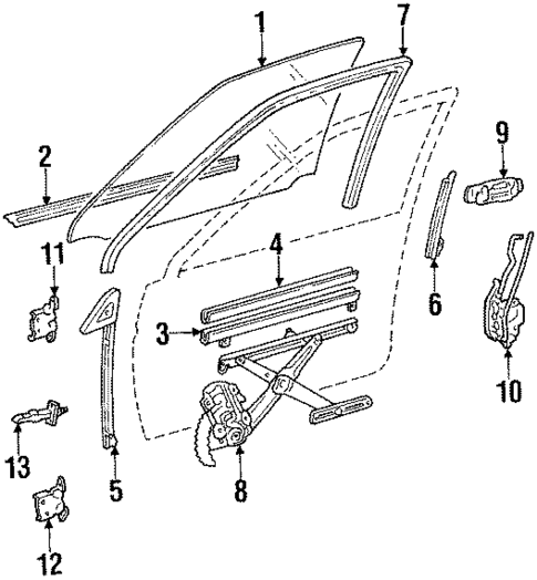 Glass - Front Door for 1985 Toyota Corolla #1