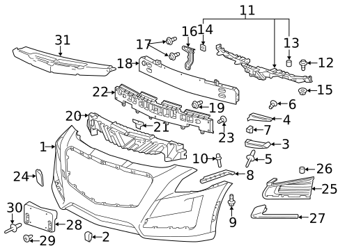 Bumper & Components - Front for 2017 Cadillac CTS #0